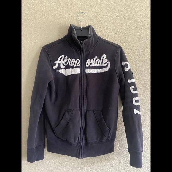 Y2K 2000s Aeropostale Fleece Lined Zip Jacket‎ XS Spell Out New York 87 - Picture 1 of 7